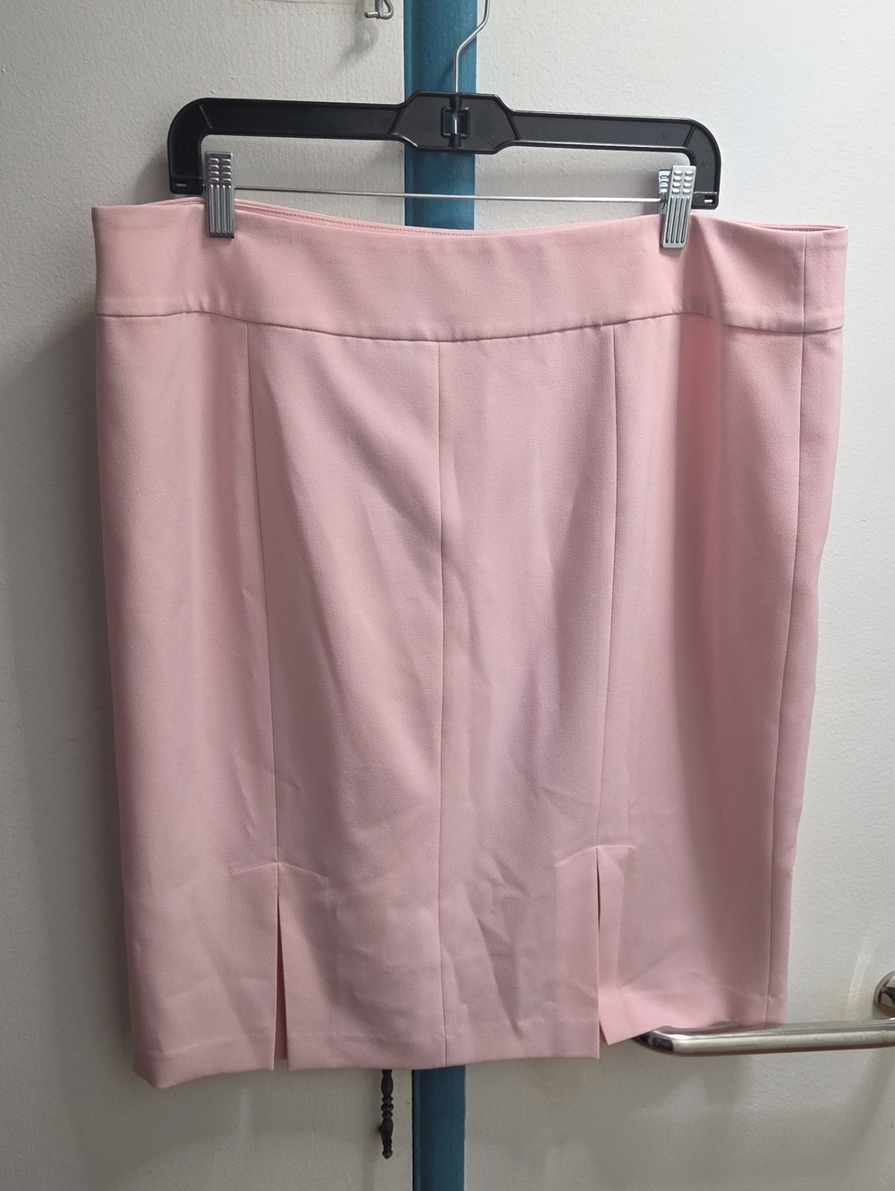 Soft Pink Pencil Skirt with Front Slits